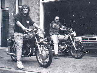Me on my Yamaha RD 200 and Peter on his Suzuki GT 125